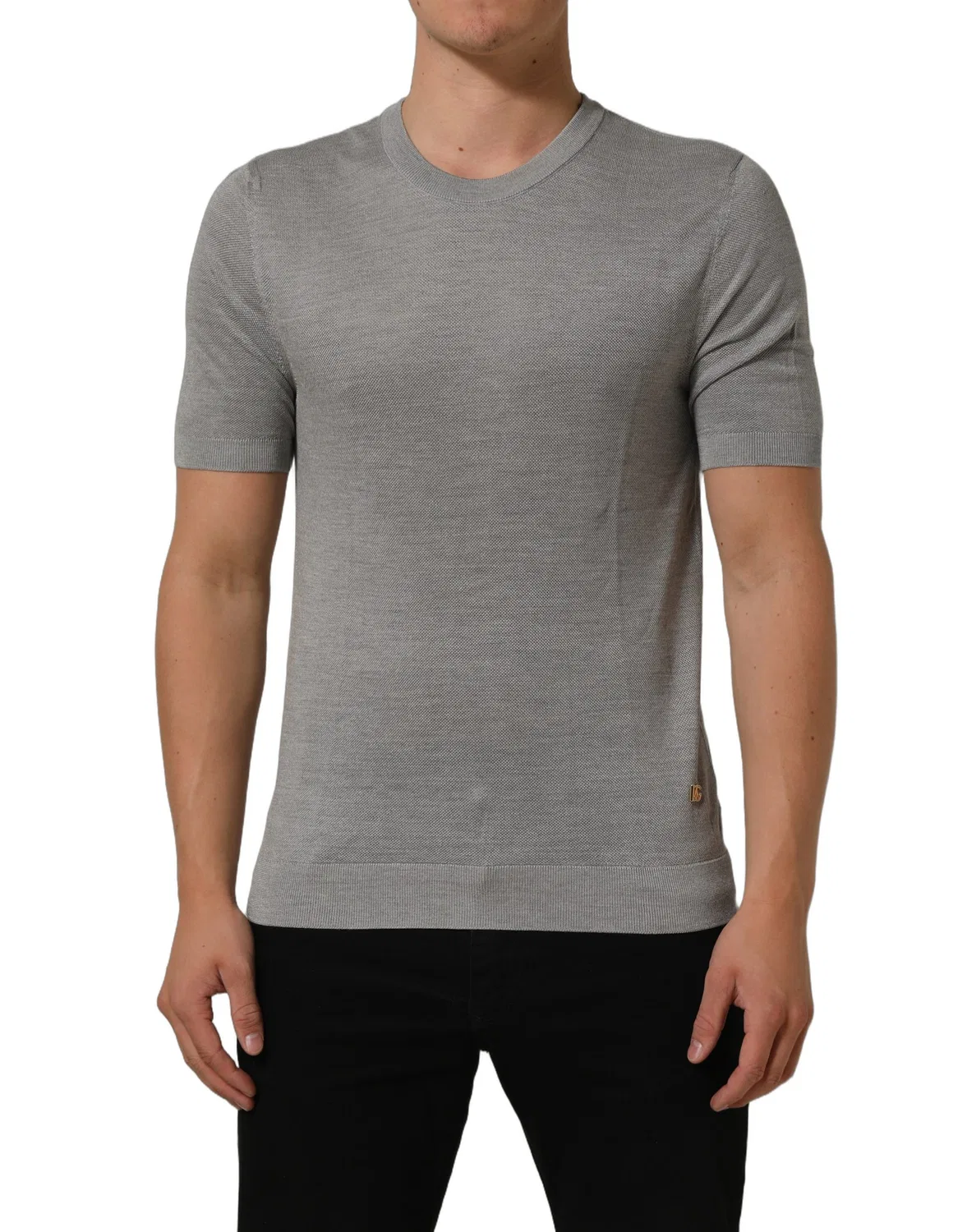 Мужская футболка с коротким рукавом из шелка Dolce & Gabbana, Gray — фото 3