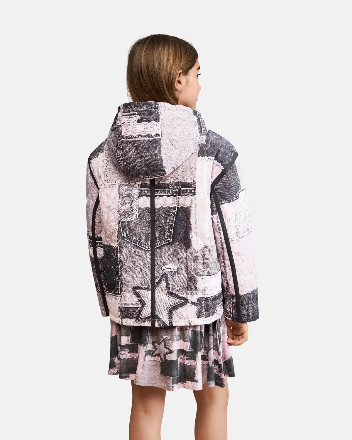 Детская куртка для девочек с принтом Collage Desigual, Gris — фото 3
