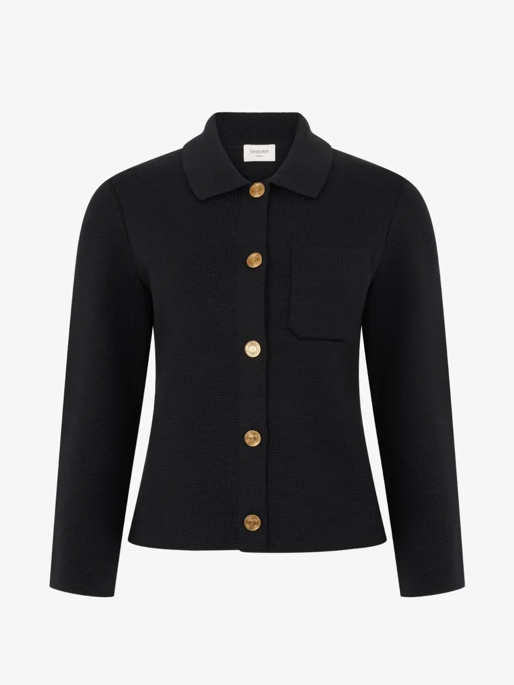 Кардиган-поло из шерсти Saint Laurent, черный