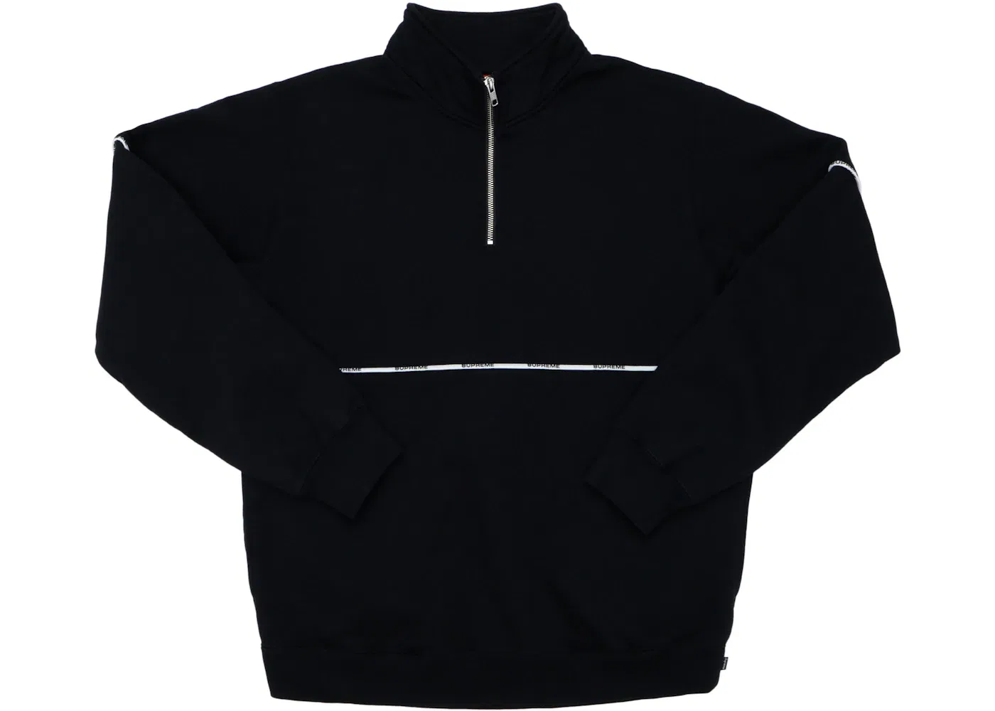Мужской свитшот с контрастным кантом Supreme Logo Piping Half Zip Sweatshirt Supreme, Black