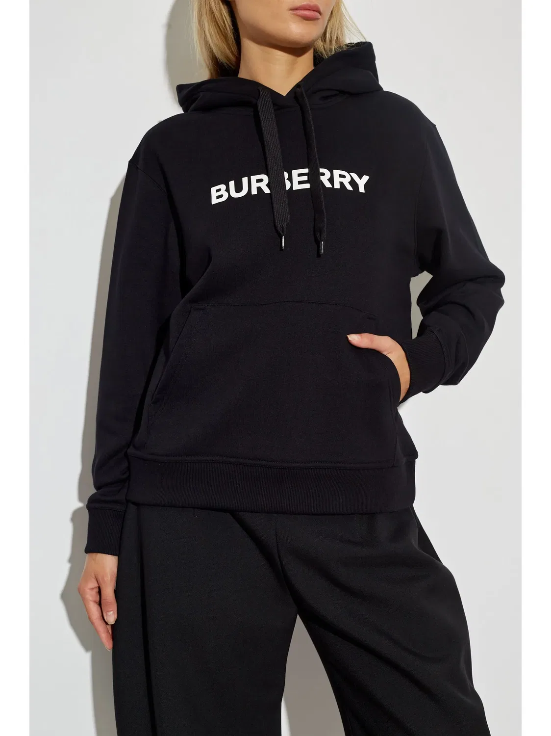 Худи с логотипом Burberry из органического хлопка, черный — фото 3