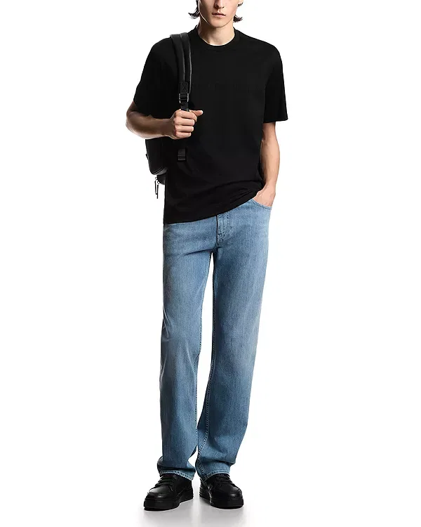Мужская футболка с принтом Essential Cotton T Shirt With Jacquard Logo Emporio Armani, Black Beauty — фото 2