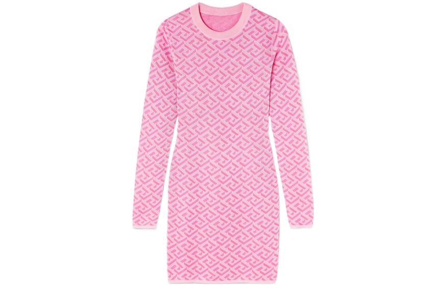 

Весна-Лето 2023 Длинное Платье с Рукавами Женское Розовое VERSACE