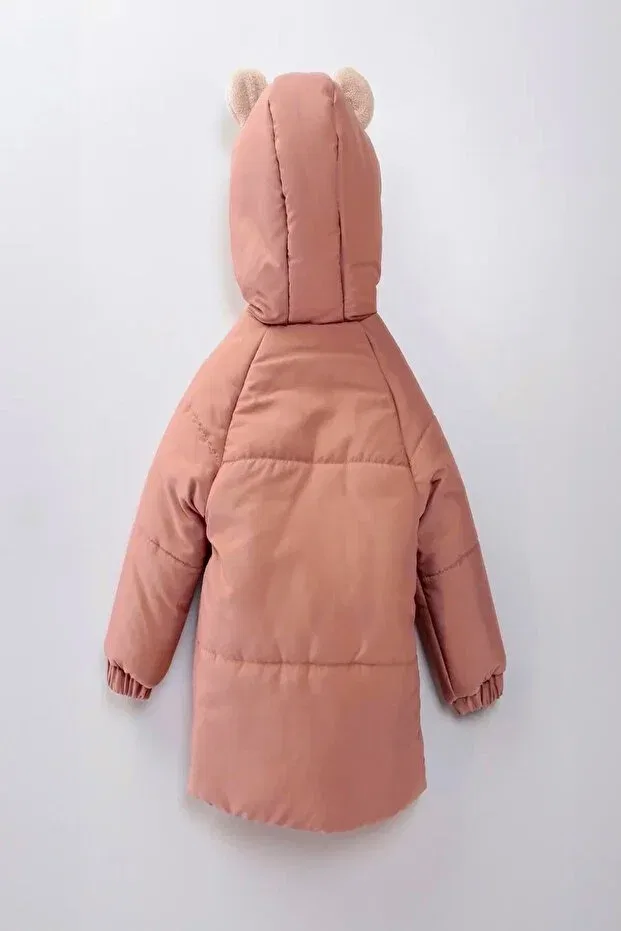 Детское зимнее пальто для девочек с капюшоном Dekubaby, Dried Rose — фото 4