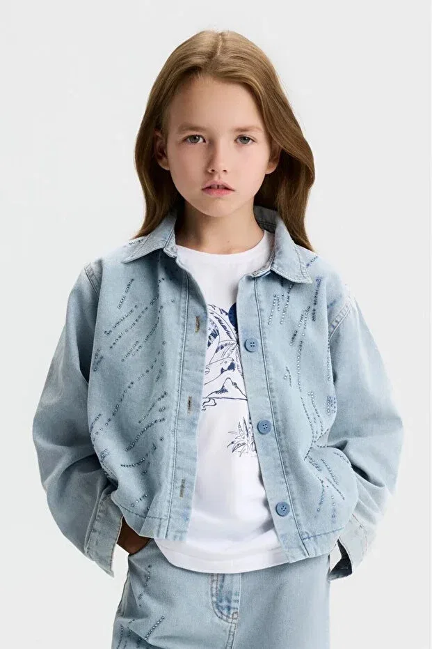 Джинсовая куртка Cotton Stone для девочек, синяя Nk Kids