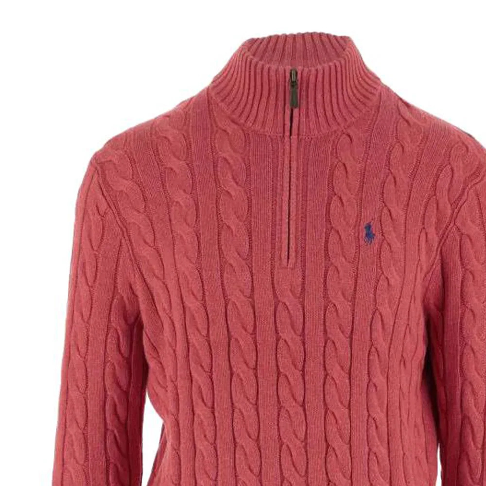 Мужской свитер с узором косичка Polo Pony, Ralph Lauren, Red — фото 4