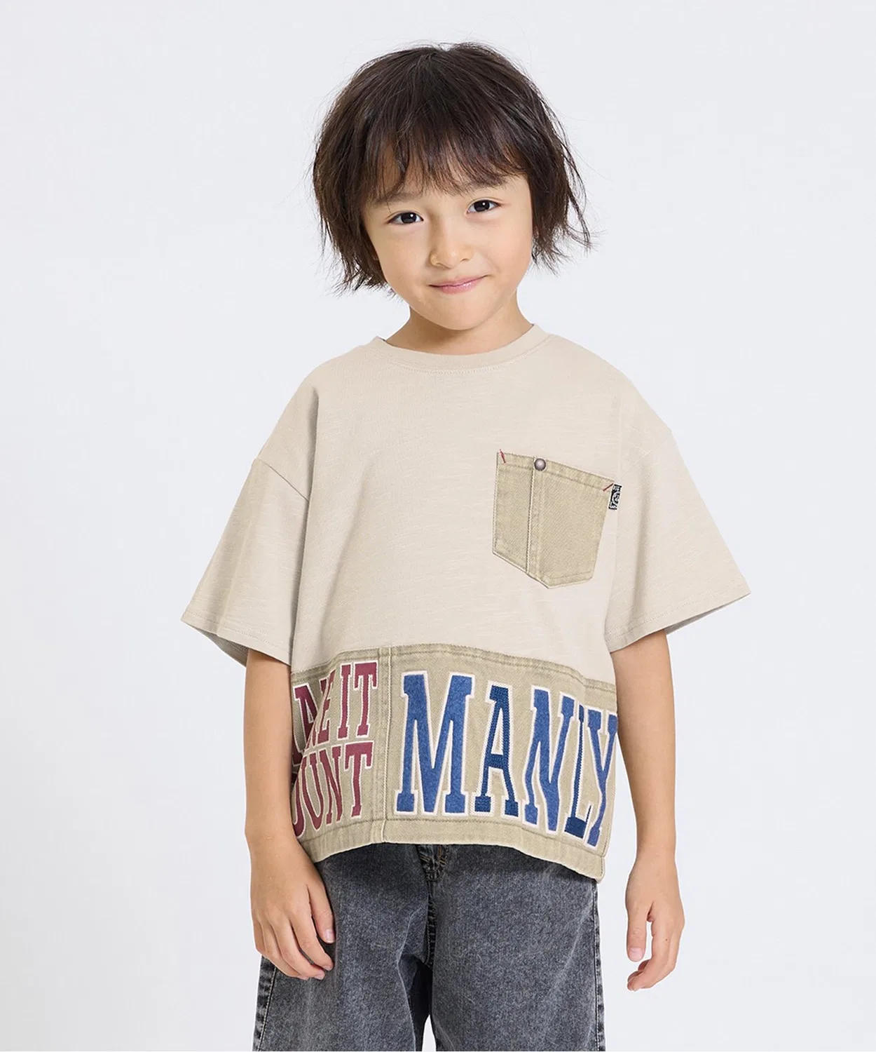 Детская футболка с длинным рукавом без принта F.O.KIDS, Beige