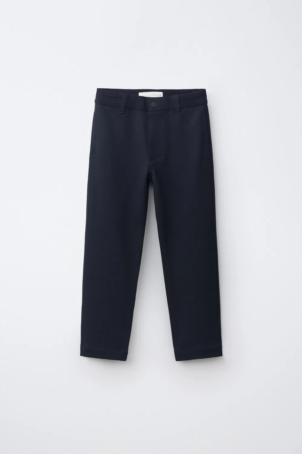 Брюки прямого кроя с ребристым поясом ZARA, Dark navy