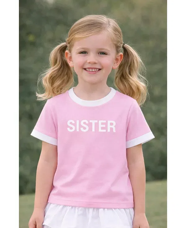 Детская футболка с круглым вырезом Sister Crewneck Tee Bits & Bows, розовый — фото 3