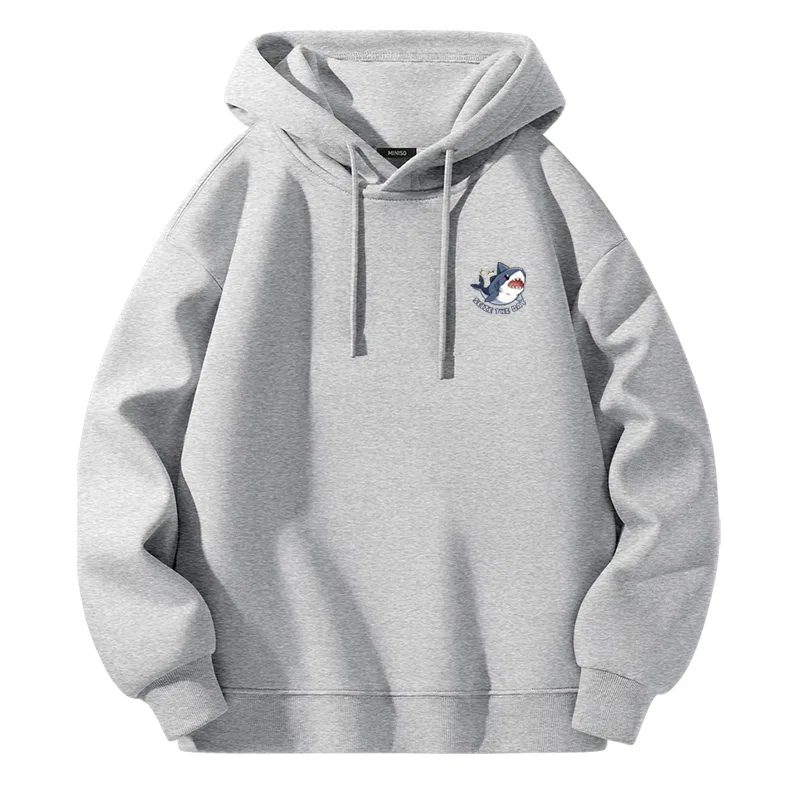 Детский худи с капюшоном средней плотности MINISO, Heather Gray (Happy Shark Chest Logo)