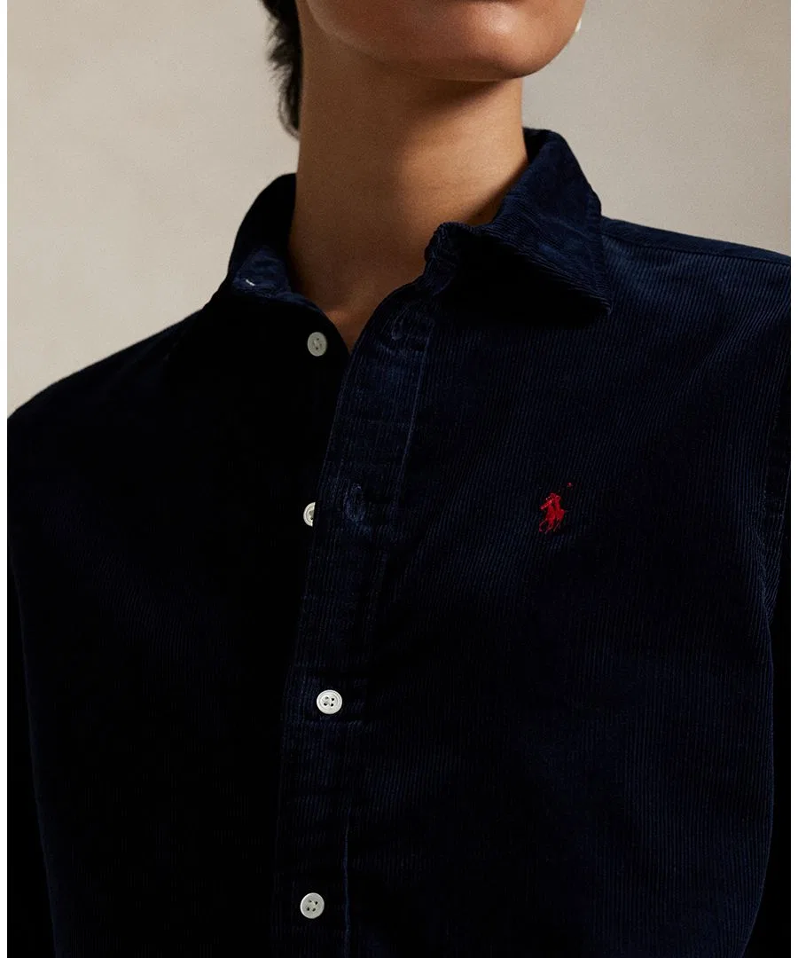 Классическая рубашка из хлопкового вельвета Polo Ralph Lauren, Navy — фото 3