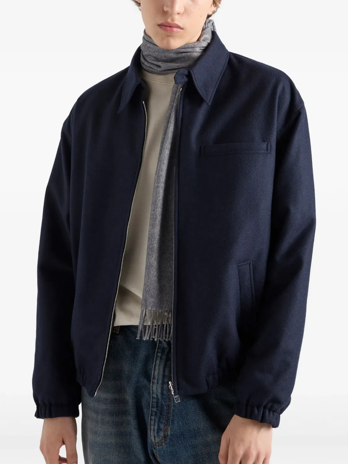 Куртка-блузон Re-Wool синего цвета Prada, синий — фото 3