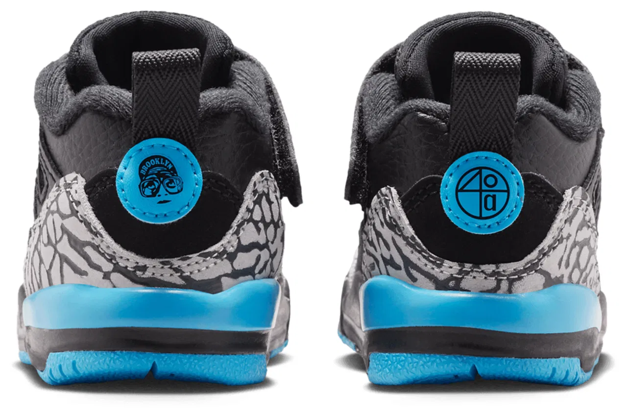 Детские кроссовки для мальчиков с кожаным верхом Spizike Low Jordan, Black Wolf Grey Gamma Blue — фото 3
