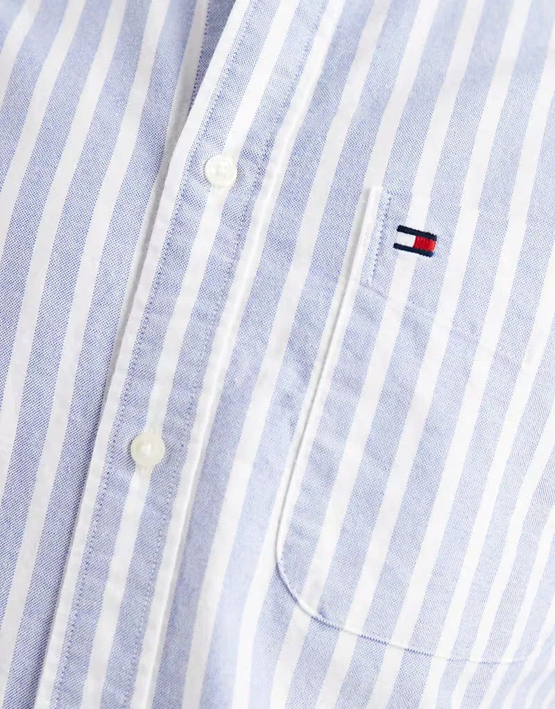 Рубашка-оксфорд Tommy Hilfiger в полоску, прямого кроя, светло-голубой — фото 3