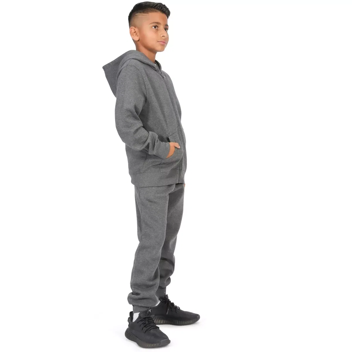 Детская худи на молнии с принтом Everyday Kids, Charcoal Gray — фото 3