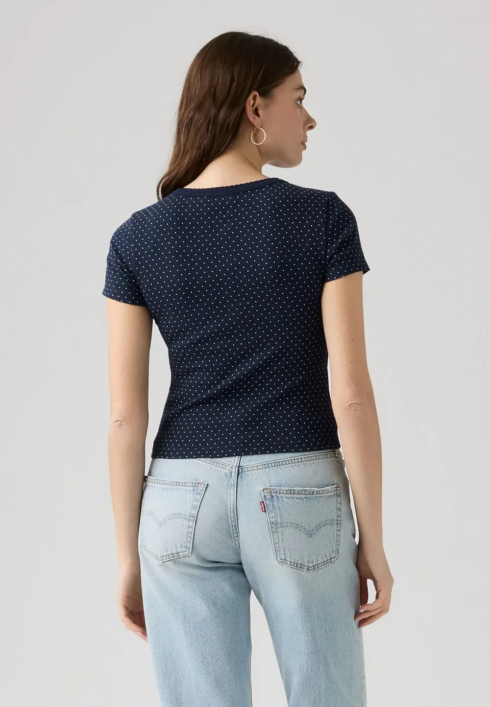 Футболка из тонкой ткани с ажурным узором - базовая футболка Levi'S, Navy — фото 3