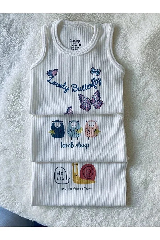 Детский комплект боди с принтом Unisex Gleamy, White Sugar Bleached
