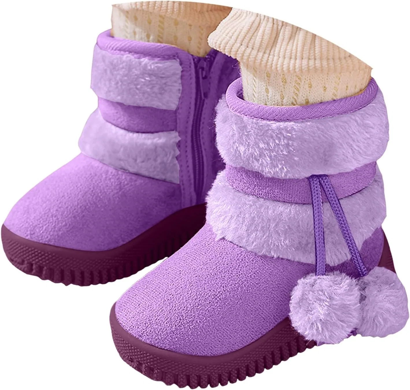 Детские зимние сапоги для девочек и мальчиков с мехом, Purple