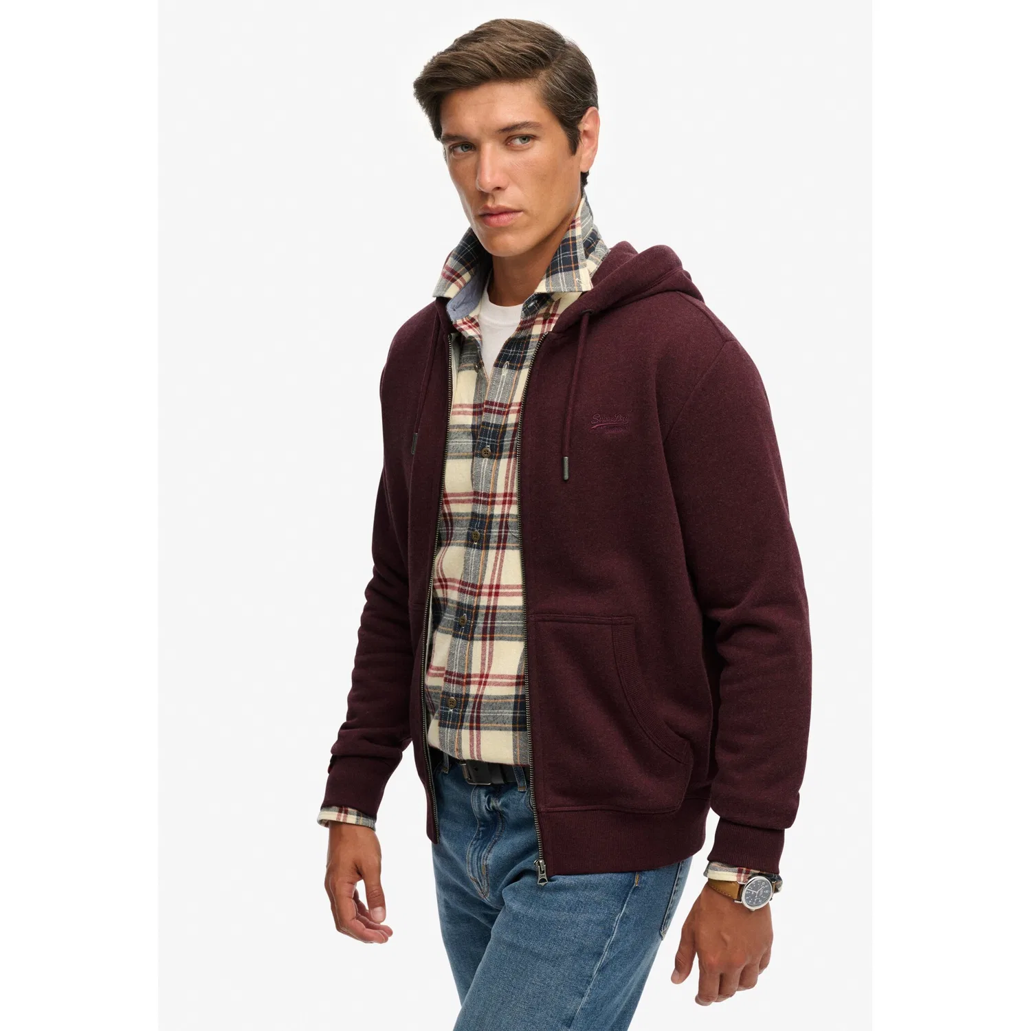 Мужская капюзонная толстовка с логотипом Superdry, Tawny Port Marl — фото 2