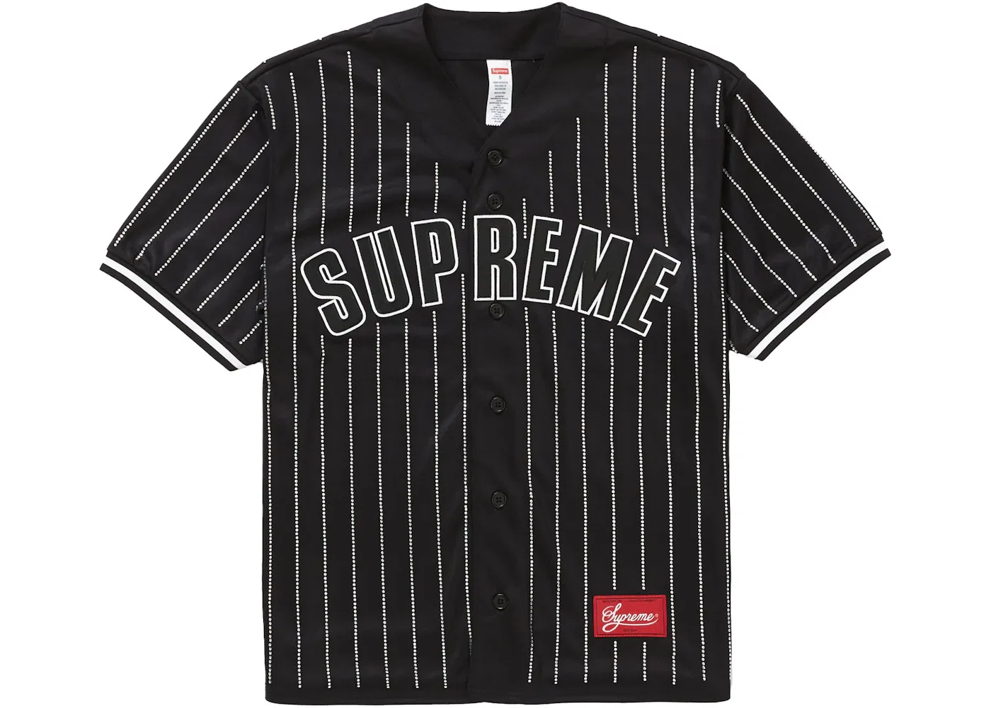 Мужская бейсбольная джерси с принтом Rhinestone Stripe Supreme, Black