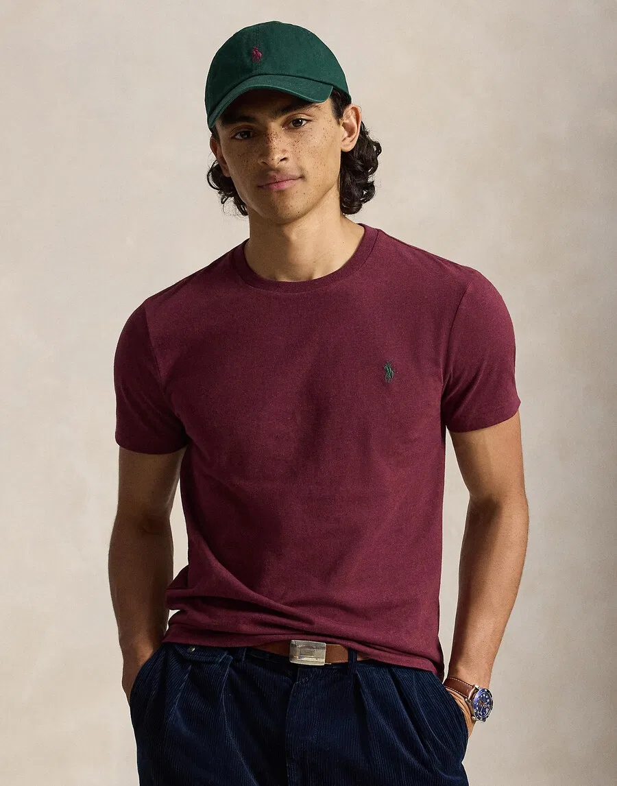 Футболка Polo Ralph Lauren прямого кроя, цвет винно-красный — фото 2