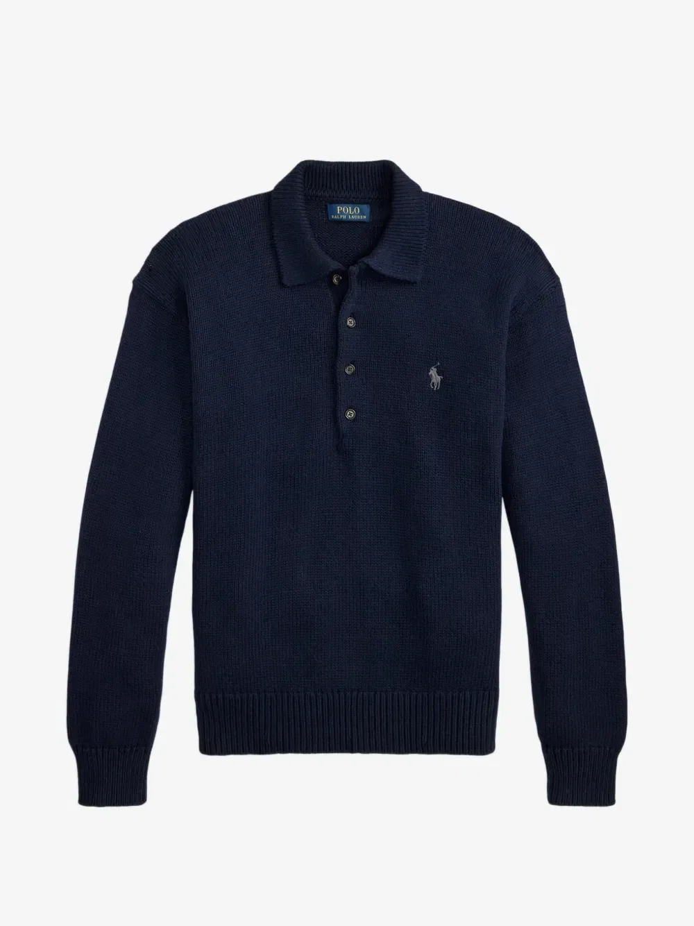 Свитер с планкой на пуговицах и вышитым логотипом Polo Ralph Lauren, синий