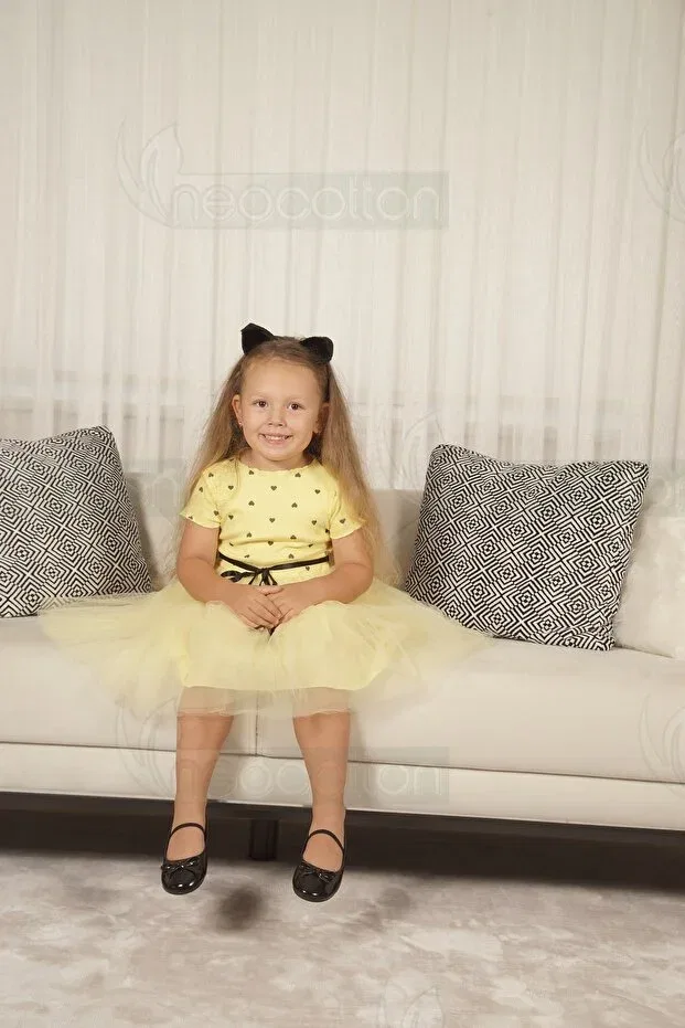 Детское платье для девочек с длинным рукавом Elegant Neocotton, Yellow — фото 2