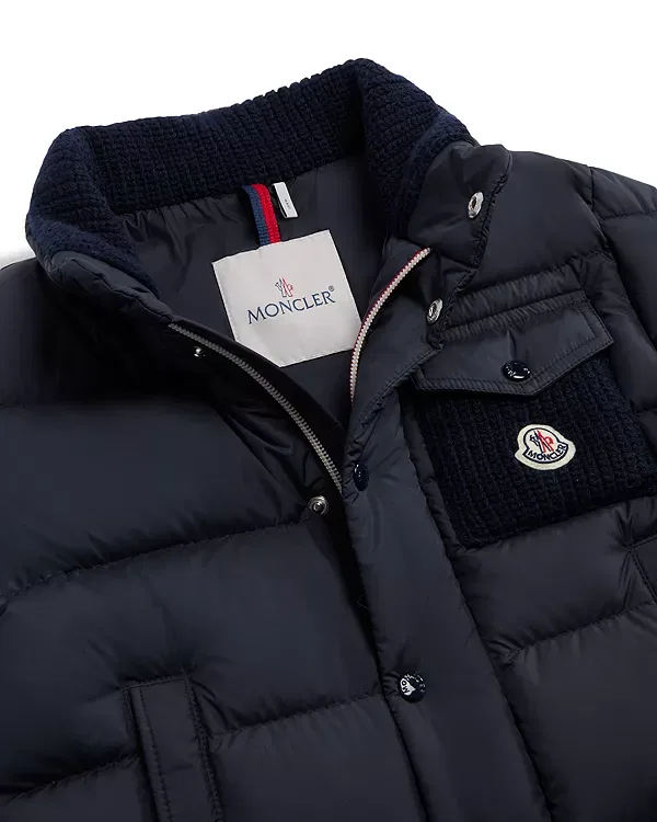 Детское пальто для мальчиков с логотипом Jarek Down Pocket Moncler, синий — фото 3