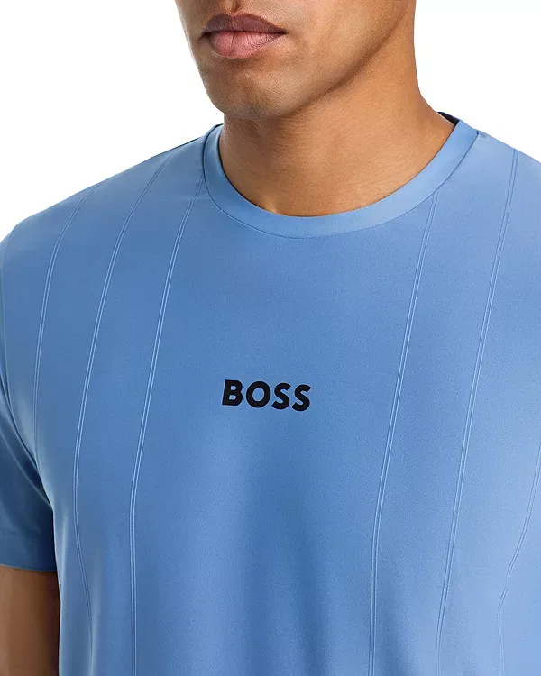 Мужская футболка с принтом Tennis Toc Sport Stripe Logo Boss, Light Pastel Blue — фото 4