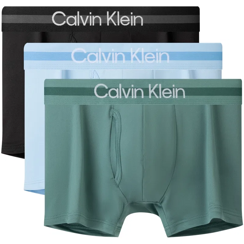 Мужские боксеры-слипы с принтом, комплект из 3 шт, Calvin Klein, Space Black/Ice Blue/Pine Green