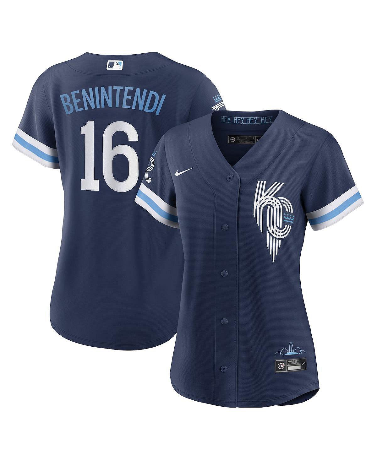 

Женская футболка andrew benintendi navy kansas city royals 2022 city connect replica player jersey Nike, синий
