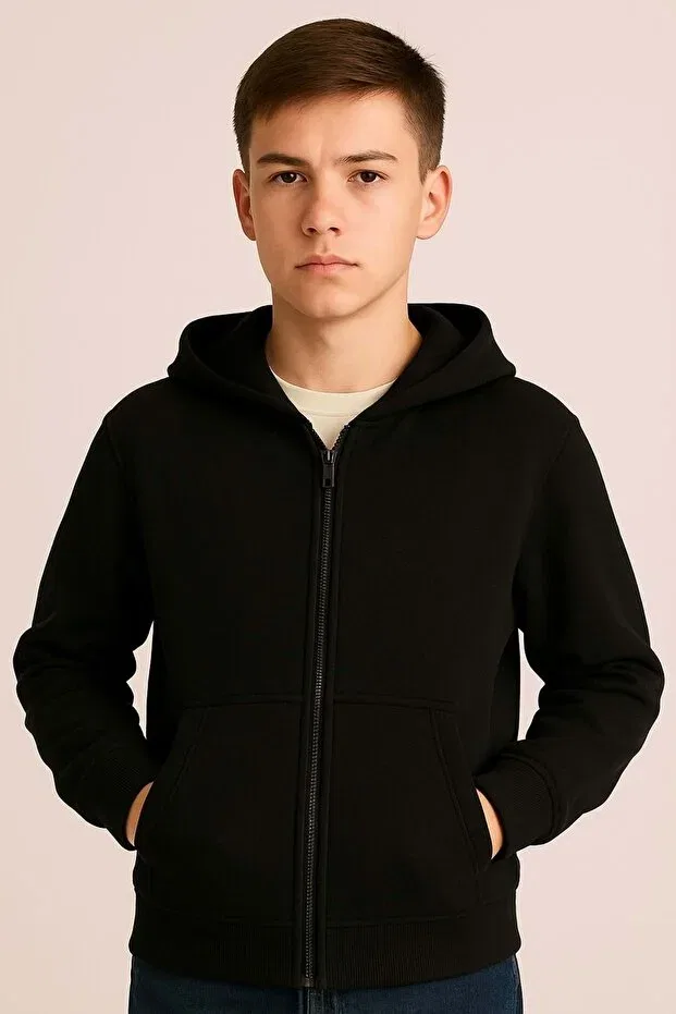Детское худи на молнии с капюшоном Basics Ww Waka Waka Kids Store, Black — фото 3