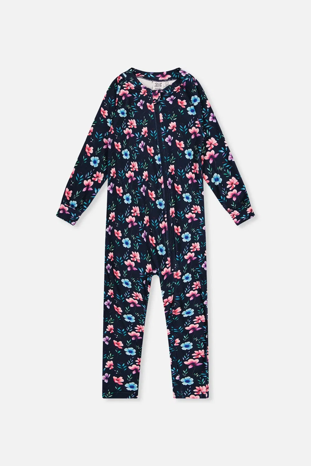 Детский комбинезон-боди утепляющий с принтом Deux par Deux, Blue Floral Print