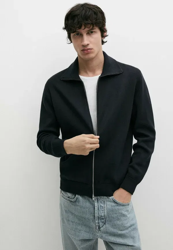 Кардиган из хлопка Cardigan Massimo Dutti, темно-синий