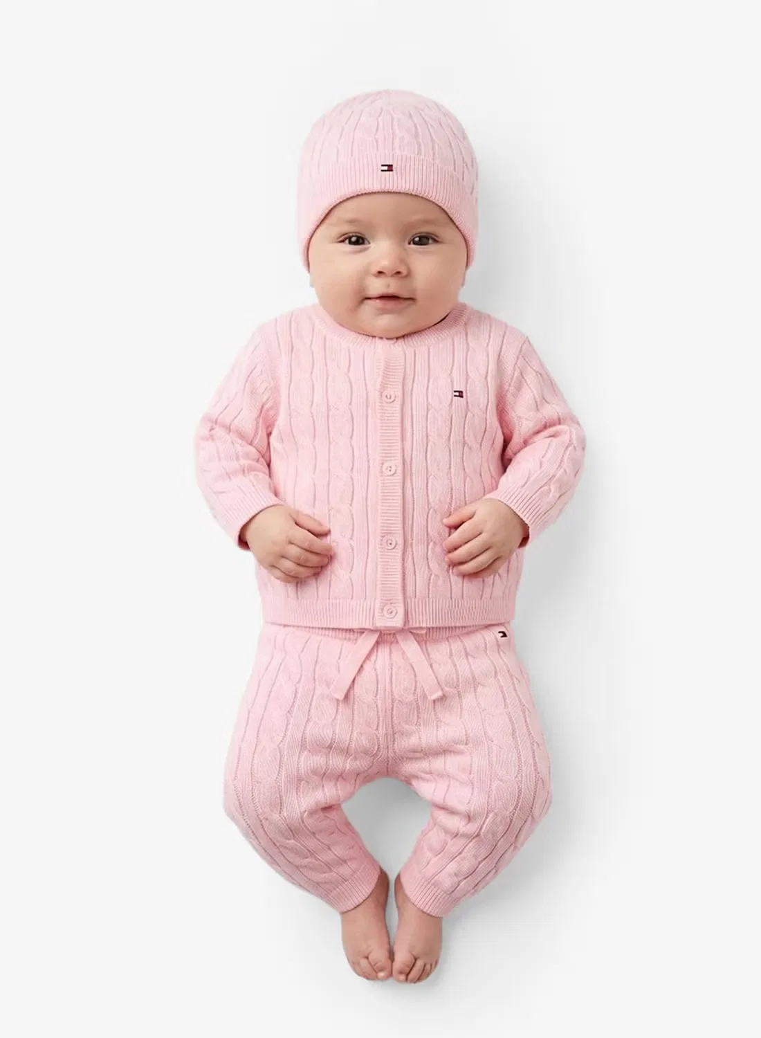 Комплект детский вязаный с шапкой Tommy Hilfiger, розовый