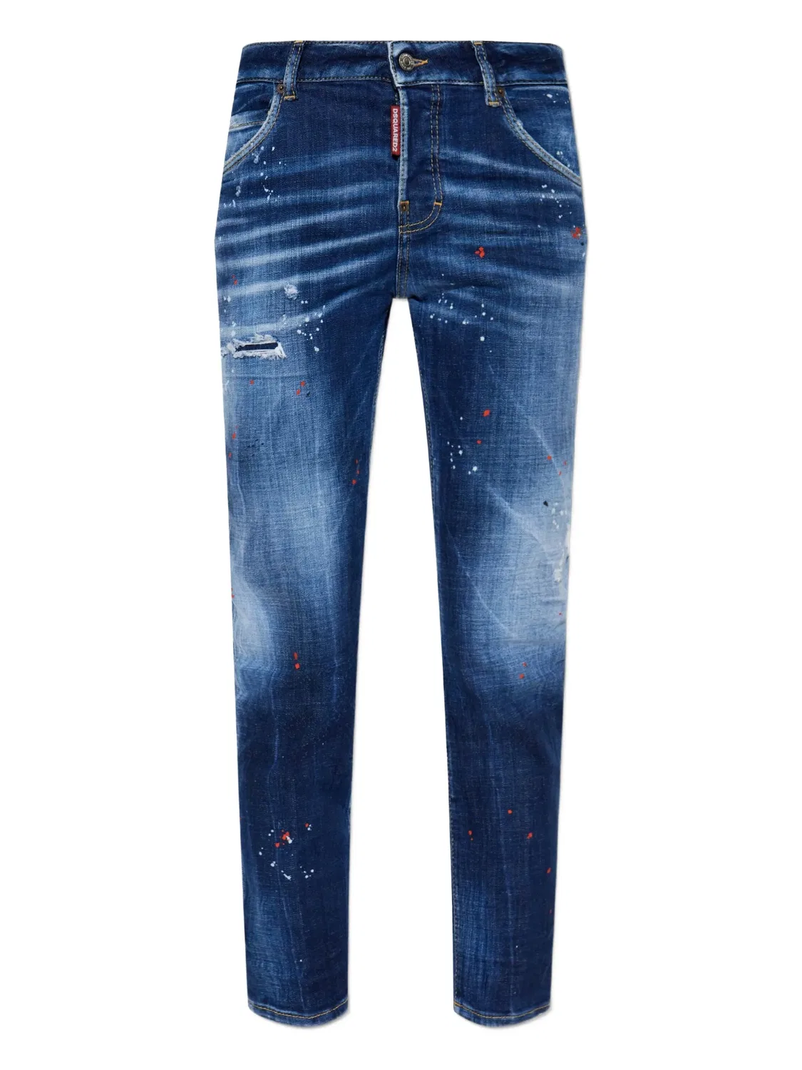 Джинсы с эффектом "вискеровки" DSQUARED2, индиго-голубой