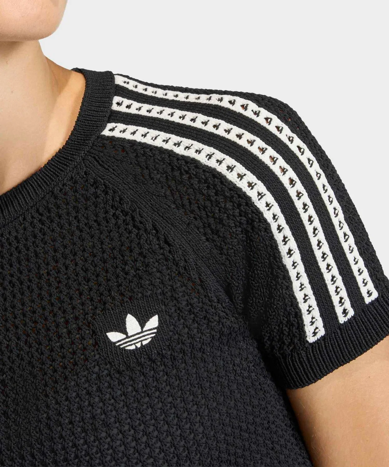 Женская футболка с вязаным узором KNITTED CROCHET CALI Adidas, Black — фото 3