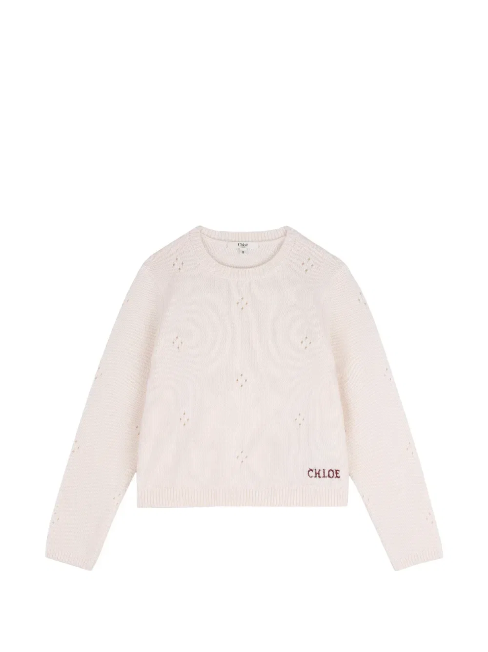 Шерстяной свитер с вышитым логотипом Chloe Kids, бежевый