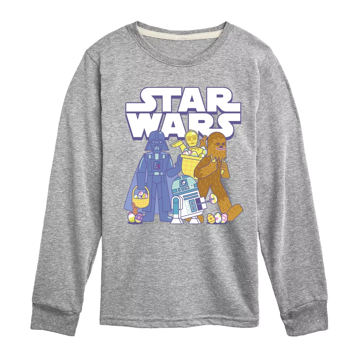 Детская футболка с длинным рукавом с принтом Star Wars Easter Logo Star Wars, Athletic Heather