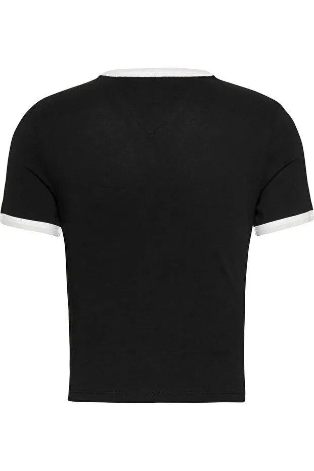 Женская футболка с принтом Tjw Slim Sh Script Ringr Tee Ext Tommy Hilfiger, Black — фото 3