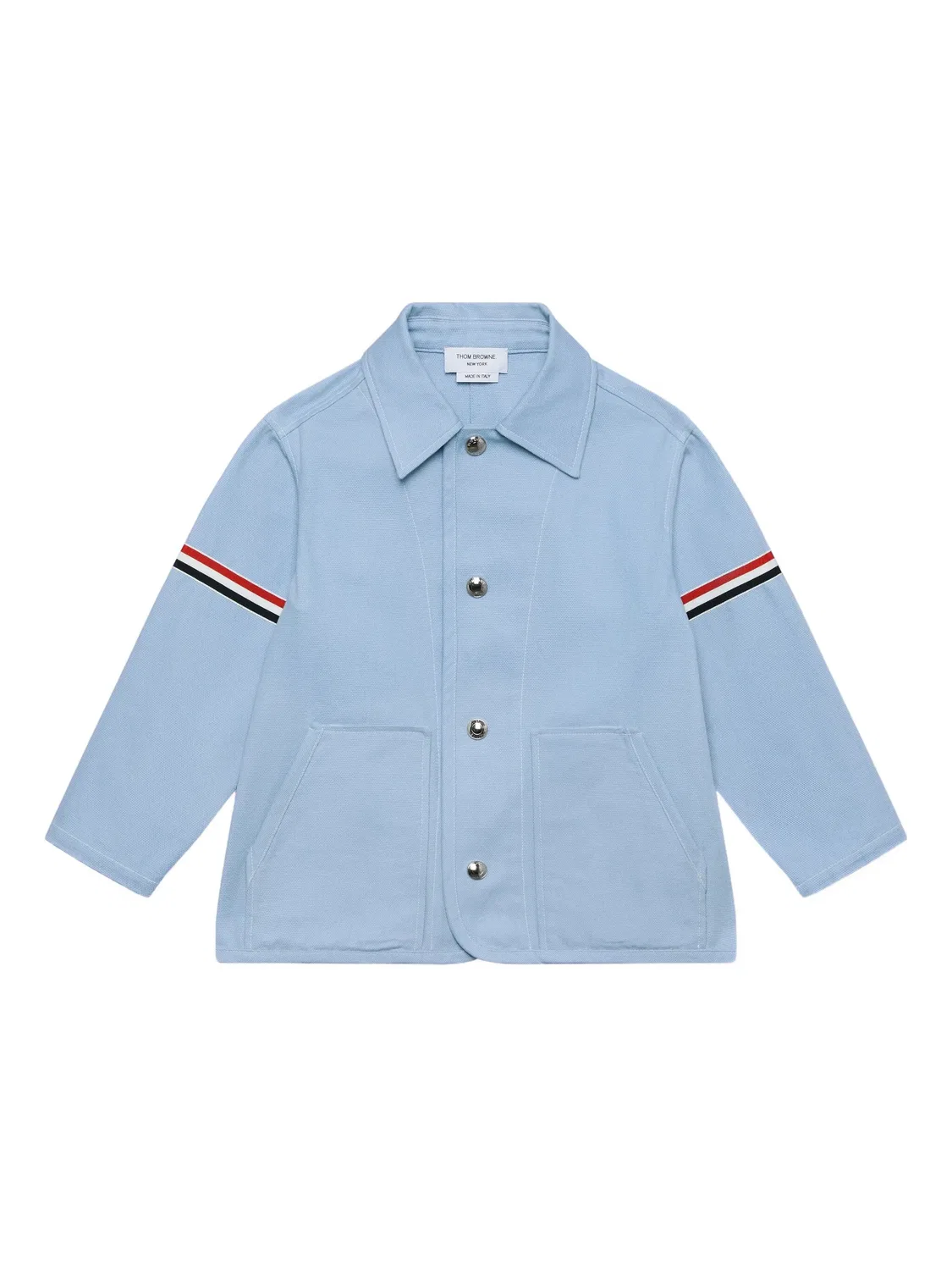 Детская рубашка из хлопка с полосатыми рукавами Thom Browne, синий