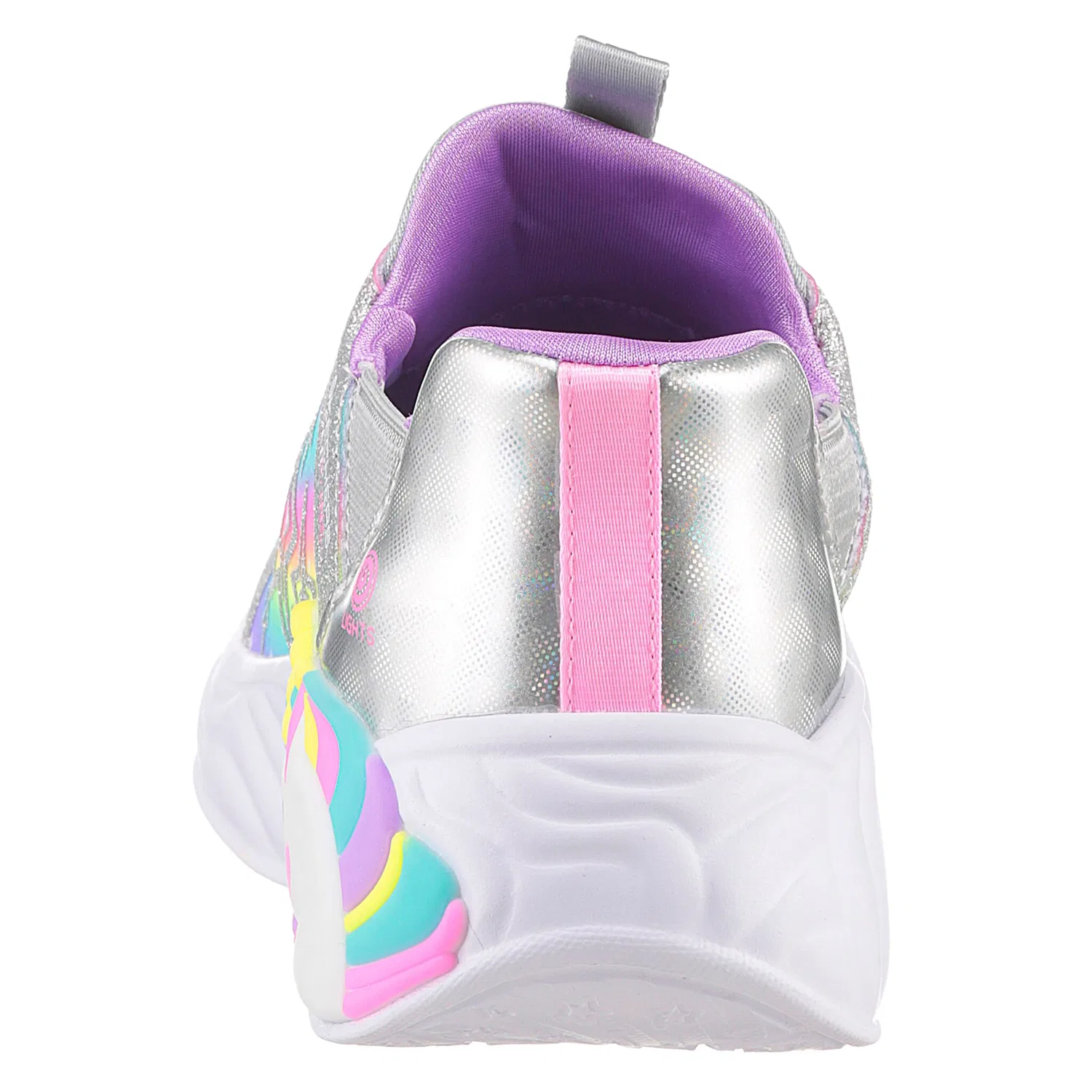 Детские кроссовки-слипоны с блестками Skechers, Silver/Pink/Yellow — фото 3