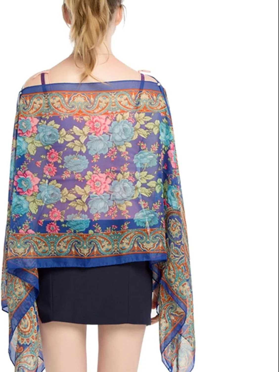 Женский пляжный парео с V-образным вырезом, Paisley, Royal Blue — фото 2