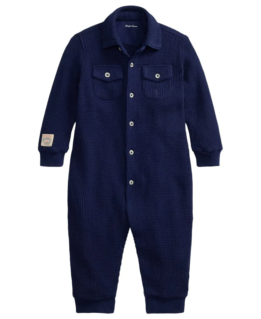 Комбинезон из вафельной ткани с длинным рукавом Polo Ralph Lauren, Refined Navy