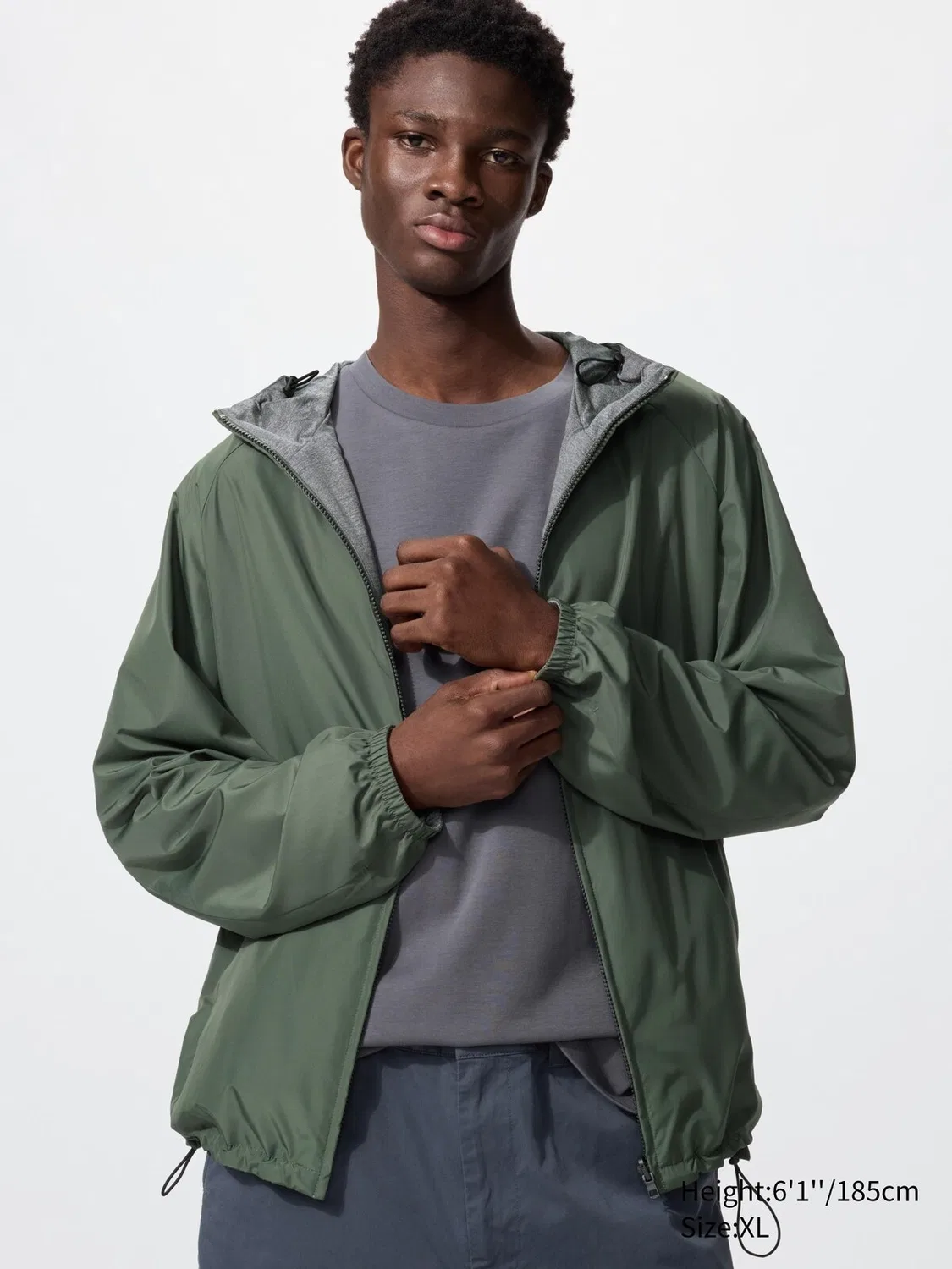 Парка Uniqlo, двусторонняя, оливковый