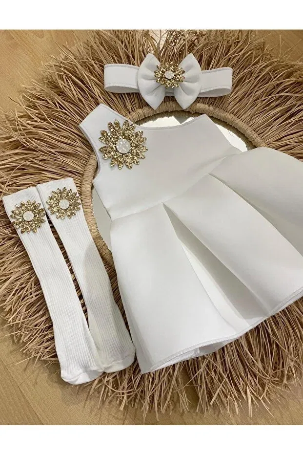 Детский комплект для девочек с принтом Daisy Pattern Ebru Özörgücü, White