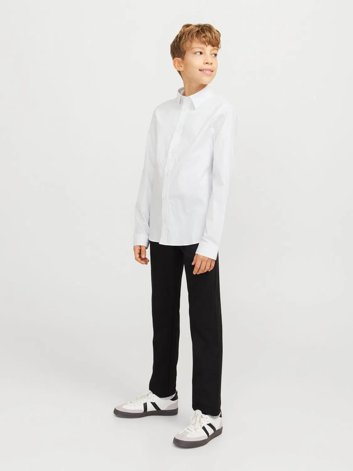 Рубашка приталенная, хлопок с эластаном JACK & JONES JUNIOR, белый — фото 4