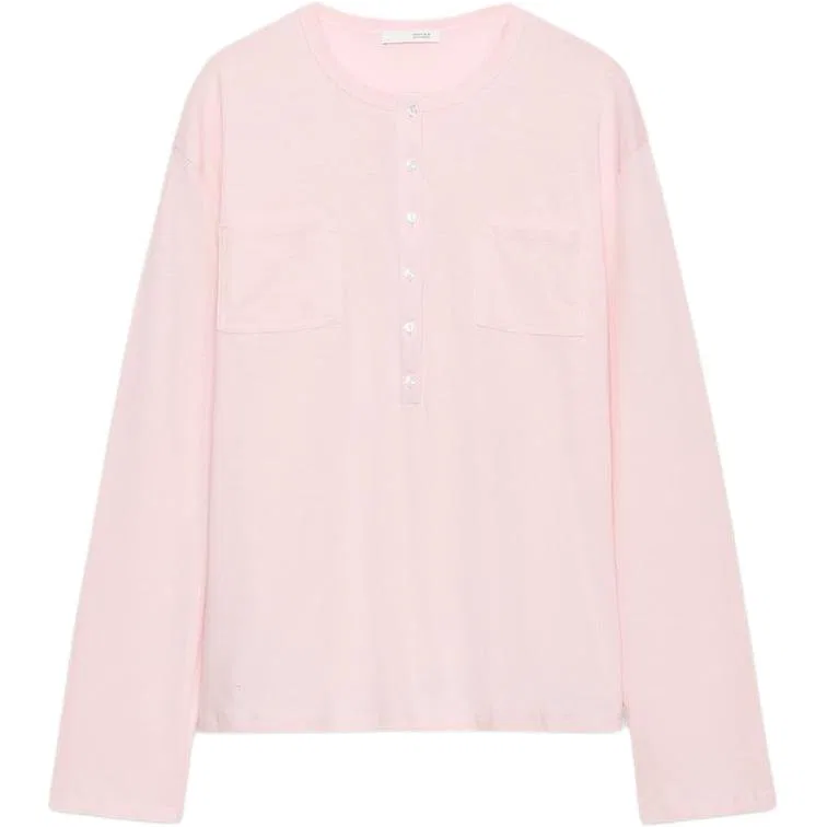 Женская футболка с воротником-стойкой Henry Collar ZARA, Light Pink