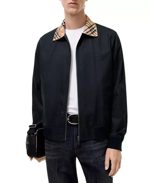 Мужская куртка из габардина Harrington Glenfields Burberry, темно-синий