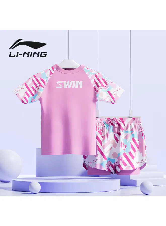 Купальный костюм детский раздельный с дышащей тканью 7112 Li-Ning, розовый — фото 2